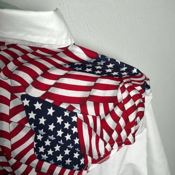 Vintage H Bar C California Ranchwear American Flag Pearl Snap - Picture 8 of 12
